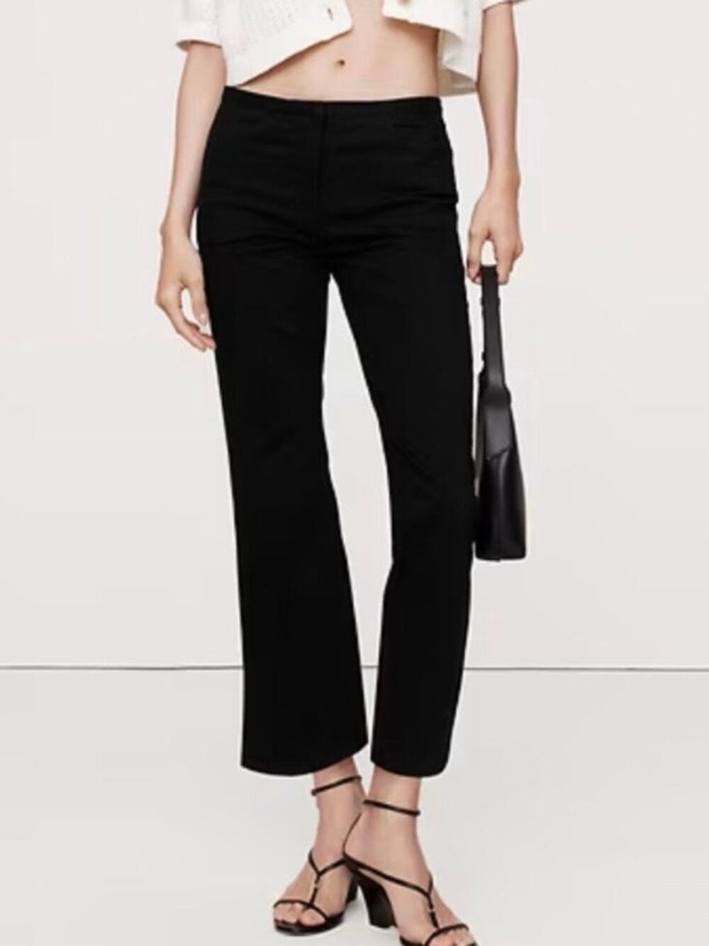 Banana Republic LONG Mid Rise Cotton Capri Black 10 NEW 772712